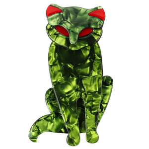 Green Cat Acrylic Brooch Pins Resin Animal Badges Jewelry