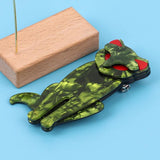 Green Cat Acrylic Brooch Pins Resin Animal Badges Jewelry