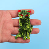 Green Cat Acrylic Brooch Pins Resin Animal Badges Jewelry