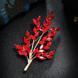 Red Crystal Brooch Pins Women Coats Trees Brooches Collar Jewelry