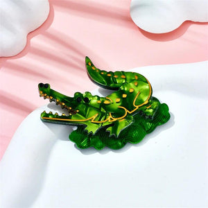 Acrylic Cartoon Crocodile Brooch for Kids