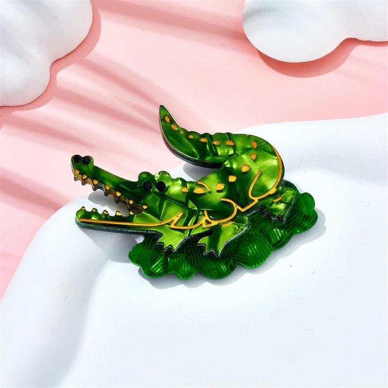 Acrylic Cartoon Crocodile Brooch for Kids