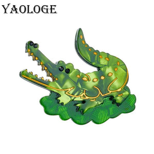 Acrylic Cartoon Crocodile Brooch for Kids