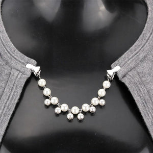 Acrylic Pearls Crystal Rhinestone Collar Clips for Women