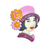 Stylish Girl in a Hat Brooches Acrylic Material Party Accessory