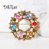 Colorful Wreath Brooch Christmas Jewelry Metal Lapel Pins for Women