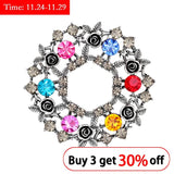 Colorful Wreath Brooch Christmas Jewelry Metal Lapel Pins for Women