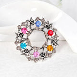 Colorful Wreath Brooch Christmas Jewelry Metal Lapel Pins for Women