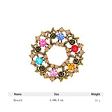 Colorful Wreath Brooch Christmas Jewelry Metal Lapel Pins for Women