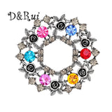 Colorful Wreath Brooch Christmas Jewelry Metal Lapel Pins for Women