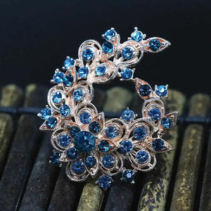 Rhinestone Crystal Flower Brooches 8 Colors Rose Gold Fashion Pins 42*49mm