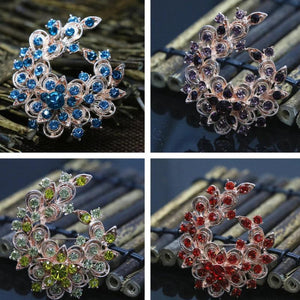Rhinestone Crystal Flower Brooches 8 Colors Rose Gold Fashion Pins 42*49mm