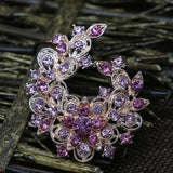 Rhinestone Crystal Flower Brooches 8 Colors Rose Gold Fashion Pins 42*49mm