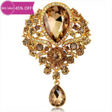 Crystal Water-drop Brooch Vintage Pendant Style Wedding Pins Party Jewelry