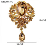 Crystal Water-drop Brooch Vintage Pendant Style Wedding Pins Party Jewelry