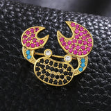 Pink Cubic Zircon Crab Brooch Pin High Animal Marine Life Brooches