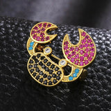 Pink Cubic Zircon Crab Brooch Pin High Animal Marine Life Brooches