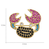 Pink Cubic Zircon Crab Brooch Pin High Animal Marine Life Brooches