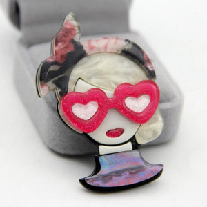 Acrylic Girl Figure Brooches and Pins For Women