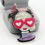Acrylic Girl Figure Brooches and Pins For Women