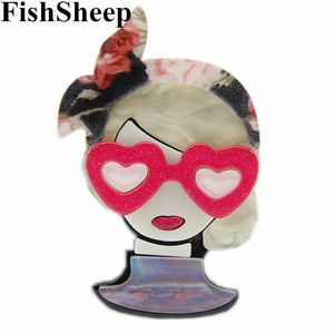 Acrylic Girl Figure Brooches and Pins For Women