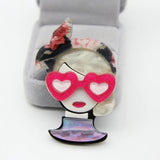 Acrylic Girl Figure Brooches and Pins For Women