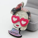 Acrylic Girl Figure Brooches and Pins For Women
