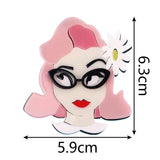 Acrylic Flower Glasses Lady Lapel Pins Brooches