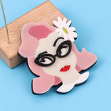 Acrylic Flower Glasses Lady Lapel Pins Brooches