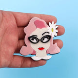 Acrylic Flower Glasses Lady Lapel Pins Brooches
