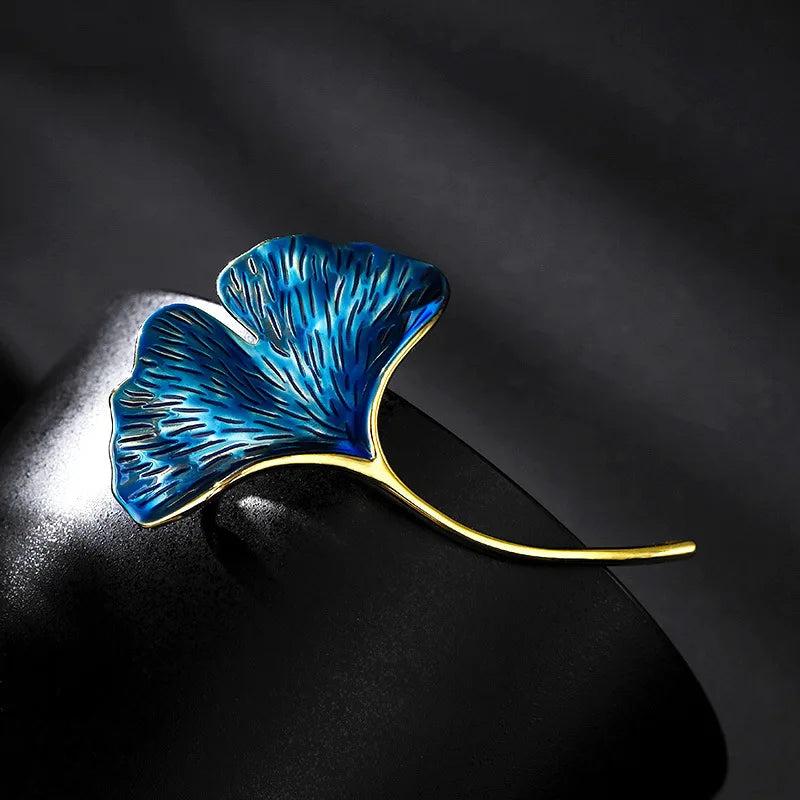 Ginkgo Leaf Brooch Pin Women Accessories Broche