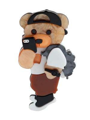 FishSheep Lovely Selfile Bear Cub Brooches For Women Kids