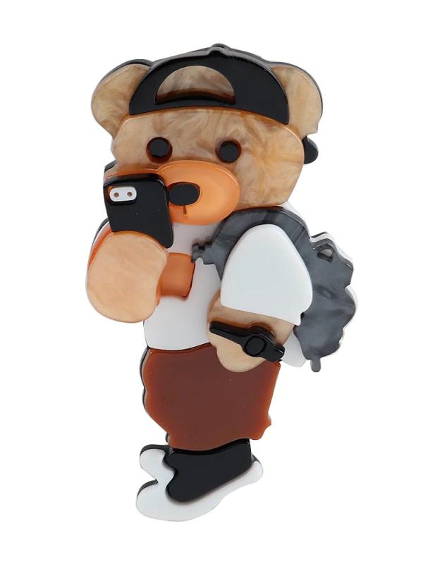 FishSheep Lovely Selfile Bear Cub Brooches For Women Kids