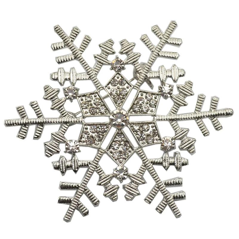 Large Snowflake Brooch Sparkling Crystal Rhinestones Women Gift
