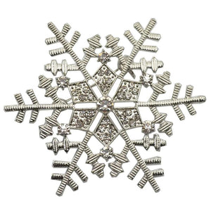 Large Snowflake Brooch Sparkling Crystal Rhinestones Women Gift