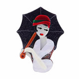 Acrylic Lady Figure Umbrella Brooch Pin Party Jewelry