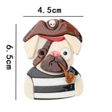FishSheep Pirate Dog Acrylic Broochs For Women Resin Animal Safety Pins