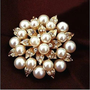 High-Grade Pearl Flower Brooch Rhinestone Jewelry Pin