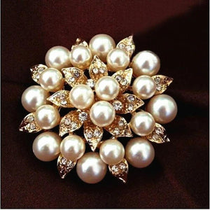 High-Grade Pearl Flower Brooch Rhinestone Jewelry Pin