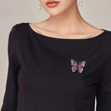 Purple Butterfly Brooch Acrylic Insect Brooch for Women Jewelry