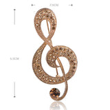 Vintage Music Note Brooch Antique Silver Crystal Women Jewelry