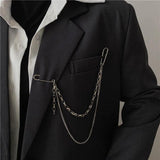 Punk Pendant Double Pin Clip Chain Brooch Japan Korea Metal Chest Chain Brooch