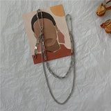 Punk Pendant Double Pin Clip Chain Brooch Japan Korea Metal Chest Chain Brooch