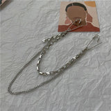 Punk Pendant Double Pin Clip Chain Brooch Japan Korea Metal Chest Chain Brooch