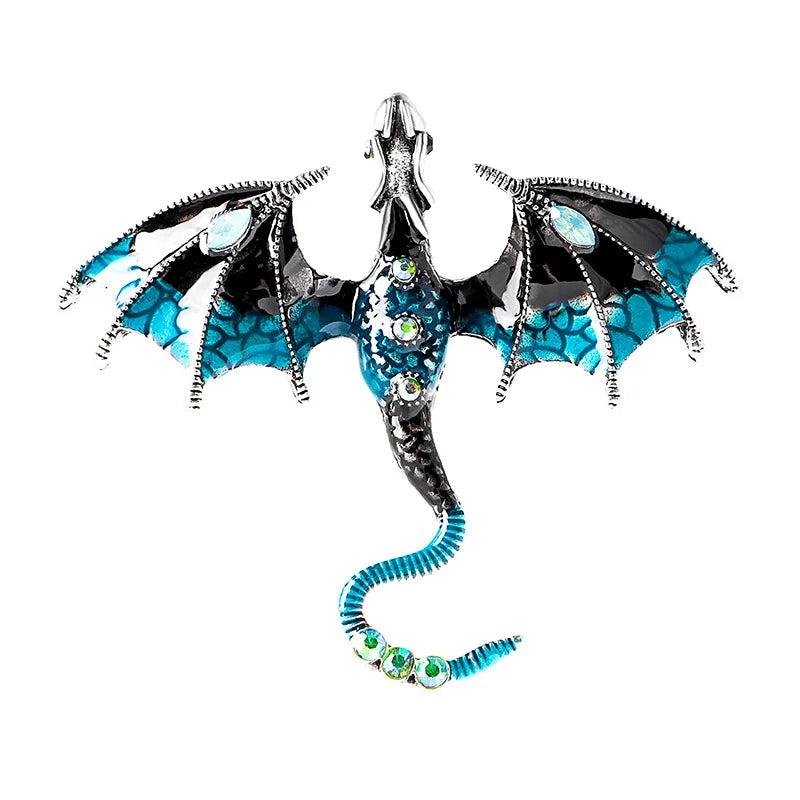 Enamel Dragon Brooches Rhinestone Flying Animal Party Pins