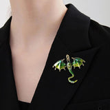 Enamel Dragon Brooches Rhinestone Flying Animal Party Pins