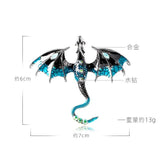Enamel Dragon Brooches Rhinestone Flying Animal Party Pins