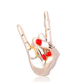 Hand Shape Red Enamel Pin Brooch for Women Men Children