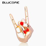 Hand Shape Red Enamel Pin Brooch for Women Men Children