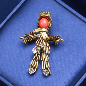 Vintage Scarecrow Brooch for Woman Man Suit Accessory